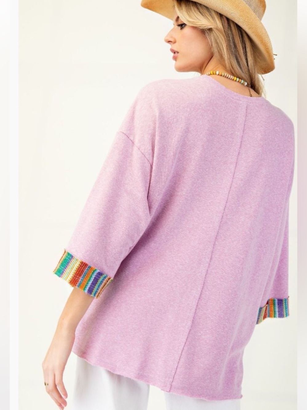 413 1-H small -3X 🇺🇸 EASEL PEACE SIGN PATCH TERRY KNIT TUNIC - Picture 2 of 3